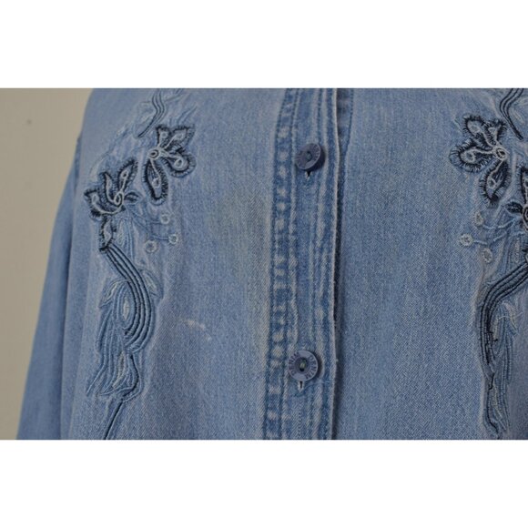Worrnn Vintage 90s Blue Denim Shirt Shacket | size L - Picture 7 of 10